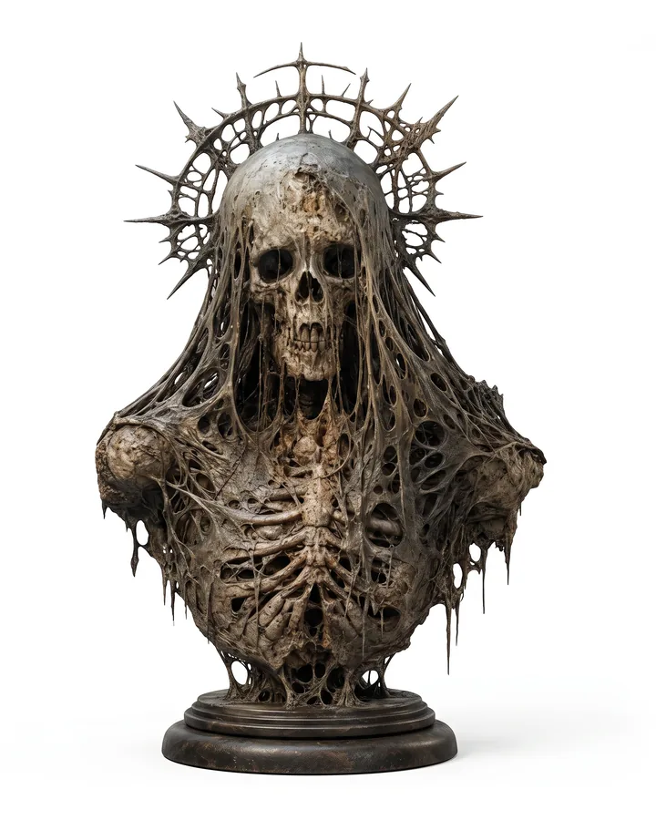 The picture the skull saint bust was generated from, on a round base