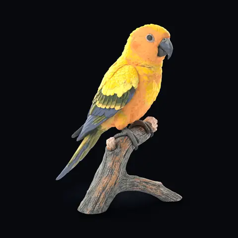 The sun conure parrot rendered from its multi-colour 3MF file
