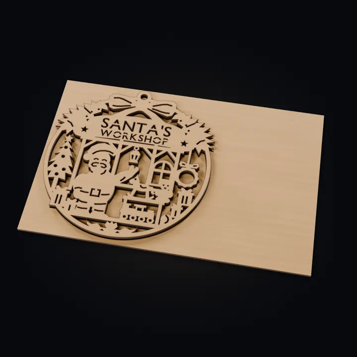 The door hanger nested on its 300 × 200 mm cutting sheet in plywood, the sign pressed up out of the sheet