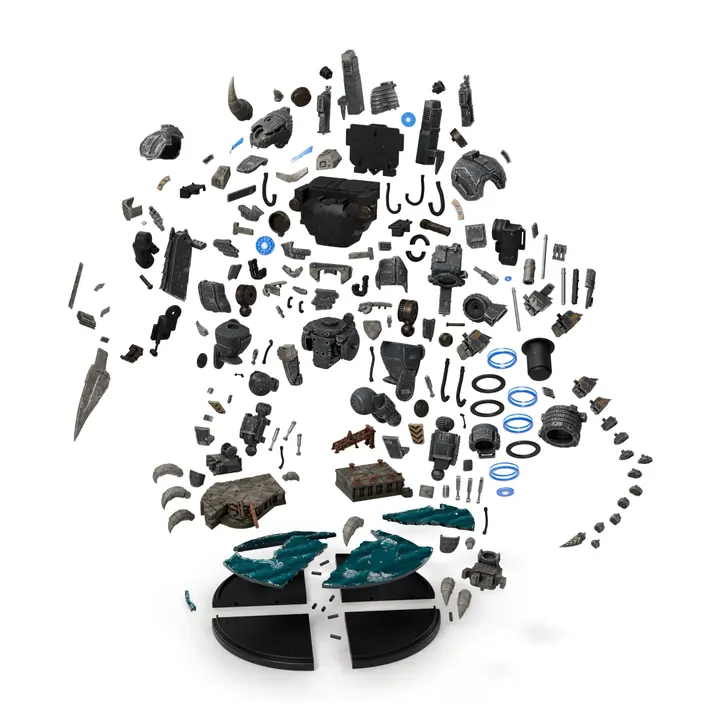 Our Rhinoceraptus split into its 192 printable parts, render